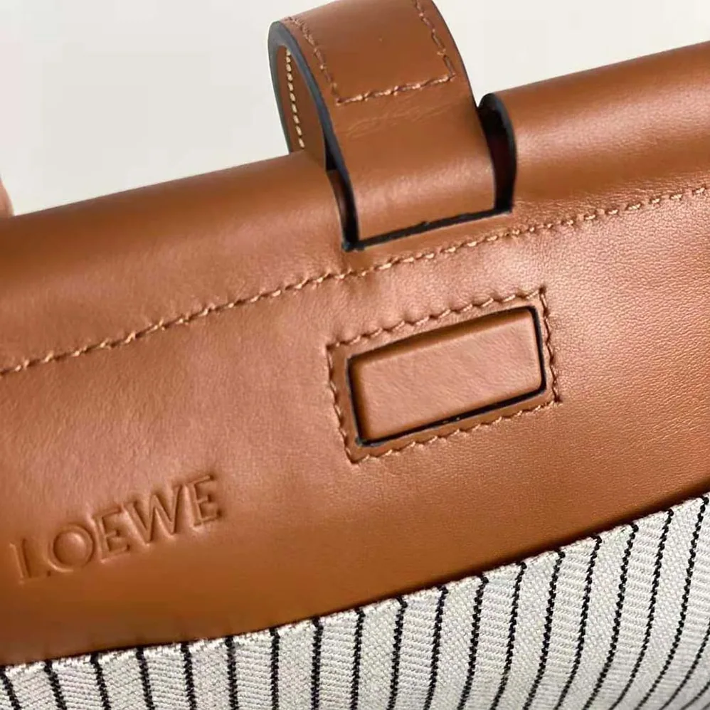 Loewe Cushion Tote Bag in Canvas and Calfskin for Women in Brown