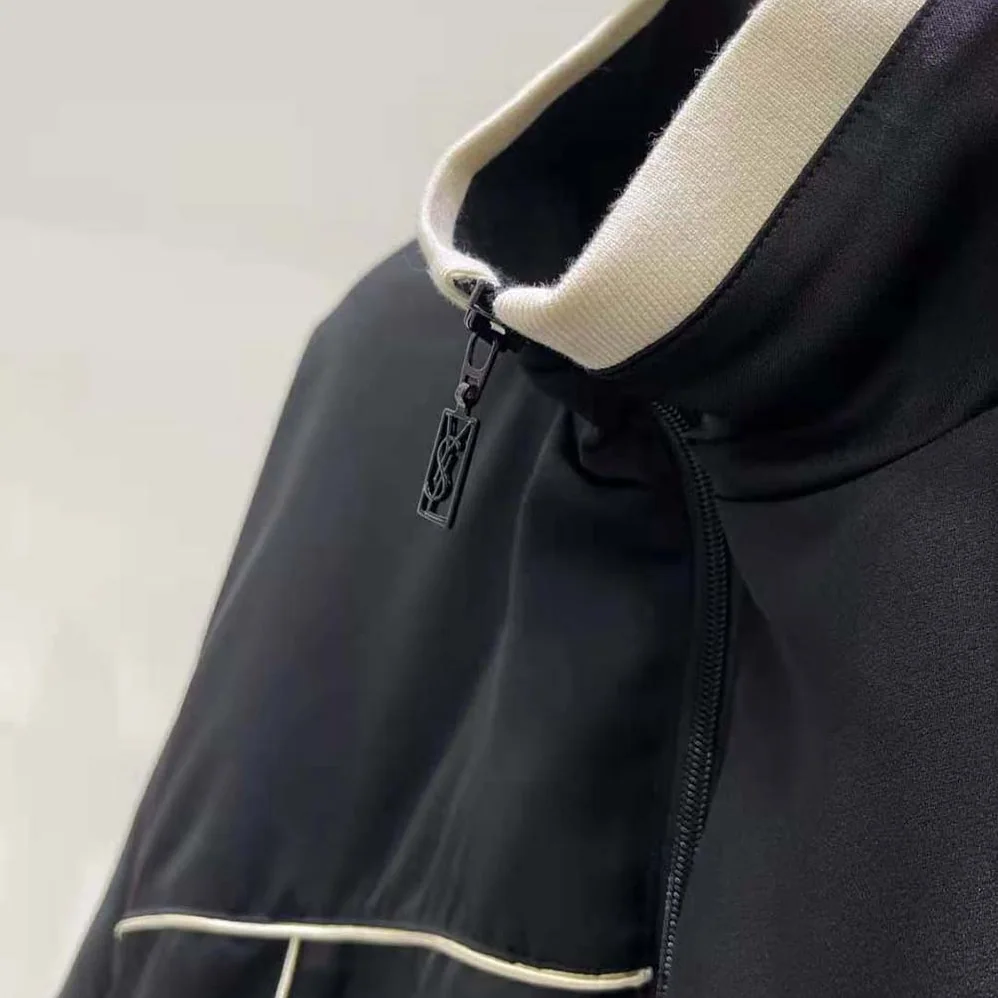 Saint Laurent YSL Saint Laurent Teddy Jacket in Satin Crepe for Women in Black Saint Laurent YSL Saint Laurent Teddy Jacket in Satin Crepe for Women in Black