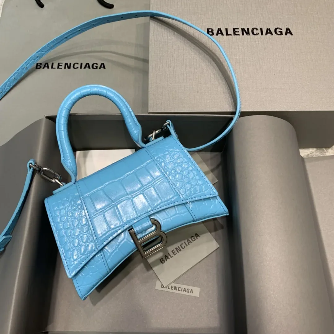 Balenciaga Hourglass Small Handbag In Blue Balenciaga Hourglass Small Handbag In Blue