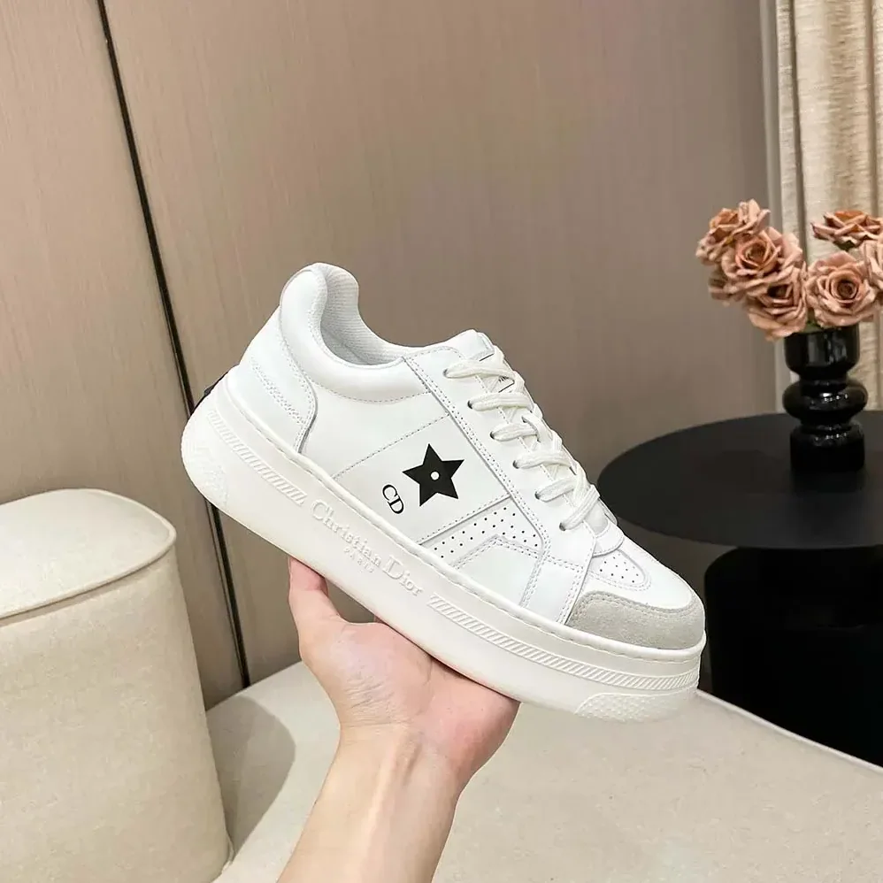 Dior Dior Star Platform Sneaker White Calfskin and Suede for Women