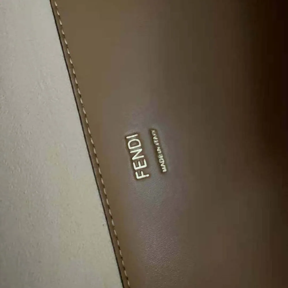 Fendi Sunshine Medium Light Brown Leather and Elaphe Shopper Bag for Women