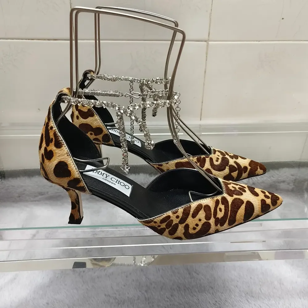 Jimmy Choo Stevie 50 Natural Leopard Print Pony Pumps for Women
