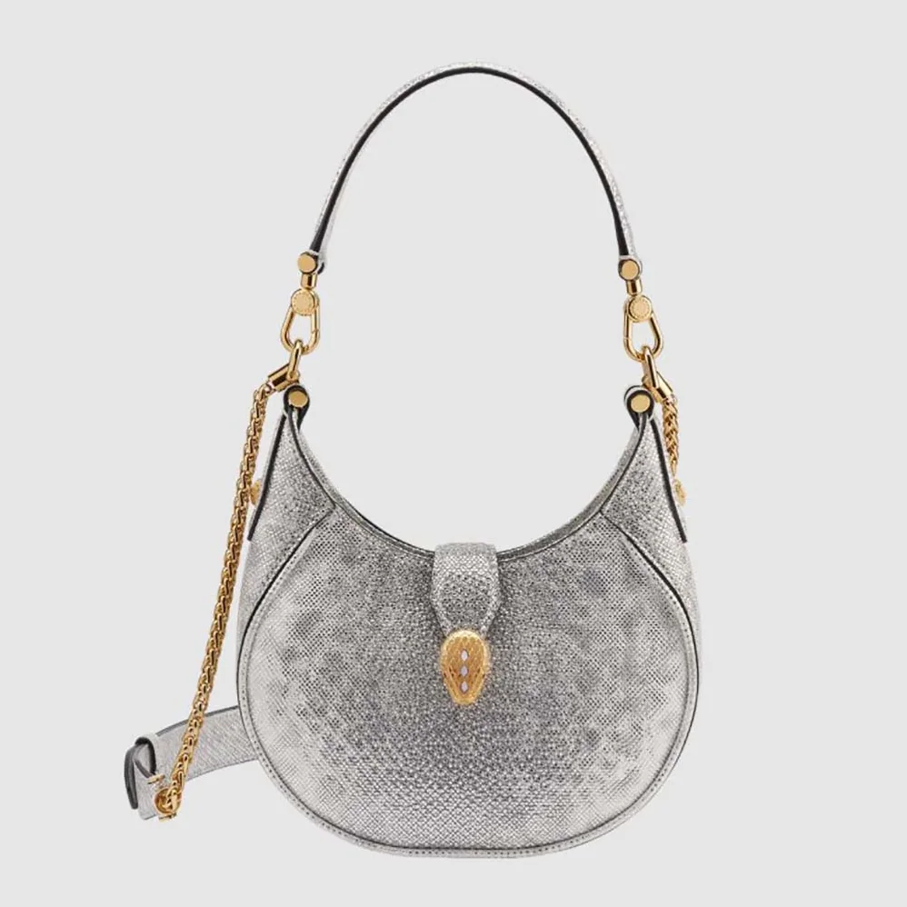 Bvlgari Serpenti Ellipse Crossbody Bag for Women in Silver