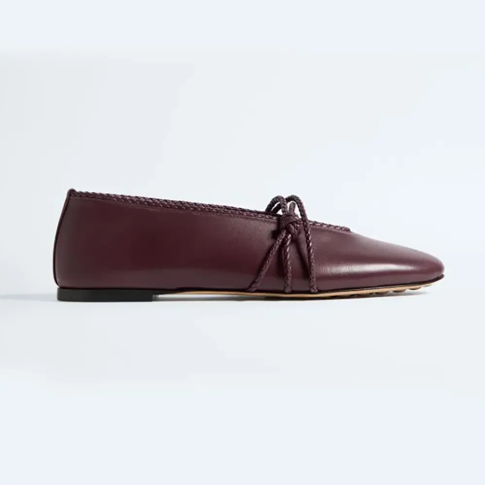 Bottega Veneta Rosa Mary-Jane Ballerina for Women in Deep Mahogany Bottega Veneta Rosa Mary-Jane Ballerina for Women in Deep Mahogany