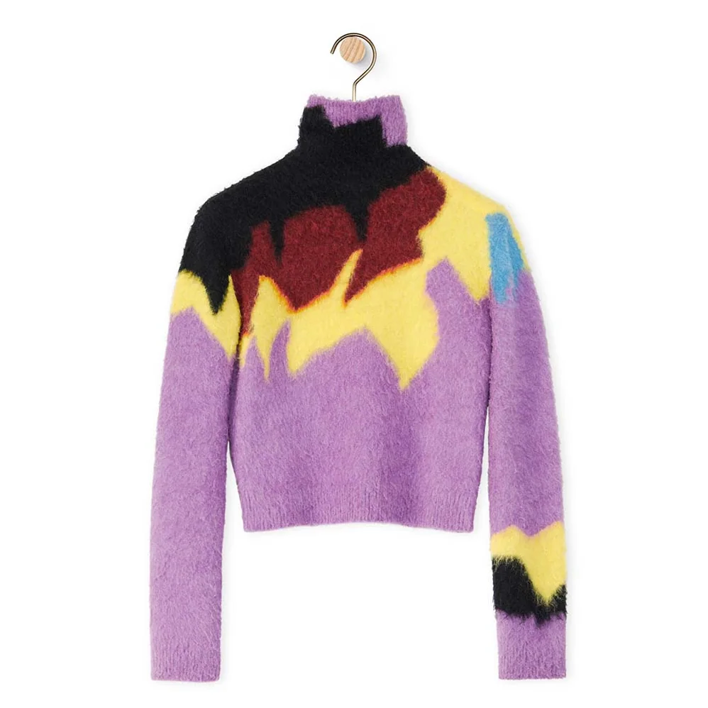 Loewe Intarsia Turtle Neck Sweater in Wool for Women