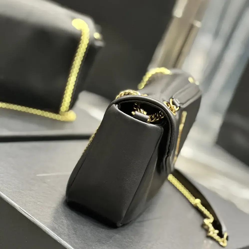 Saint Laurent YSL Calypso in Plunged Lambskin for Women in Black Saint Laurent YSL Calypso in Plunged Lambskin for Women in Black