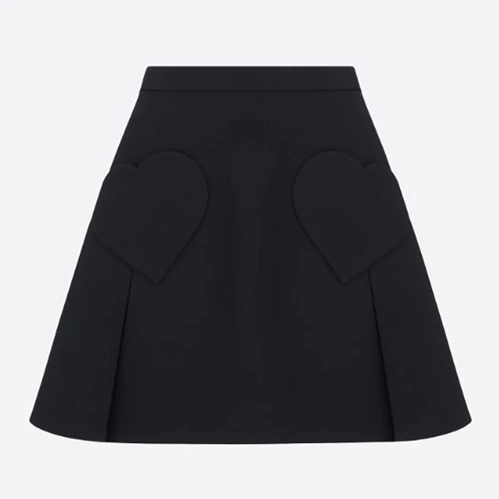 Dior Dioramour Miniskirt with Heart-Shaped Pockets Black Wool and Silk for Women Dior Dioramour Miniskirt with Heart-Shaped Pockets Black Wool and Silk for Women