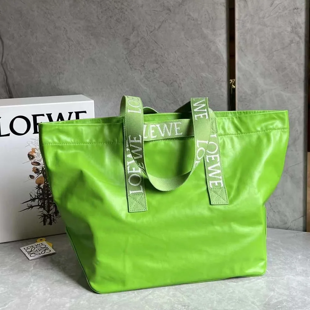 Loewe Fold Shopper in Paper Calfskin for Unisex in Green
