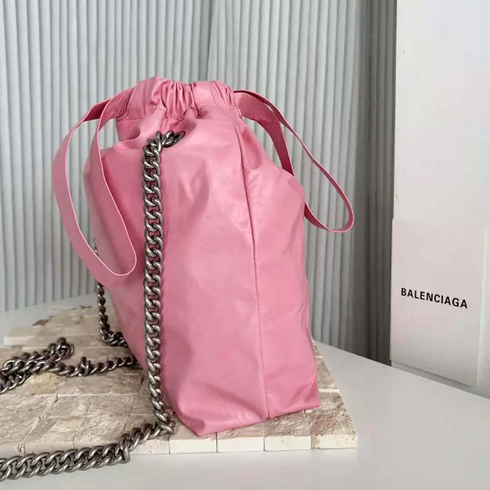 Balenciaga Crush Small Tote Bag in Pink Crushed Calfskin for Women Balenciaga Crush Small Tote Bag in Pink Crushed Calfskin for Women