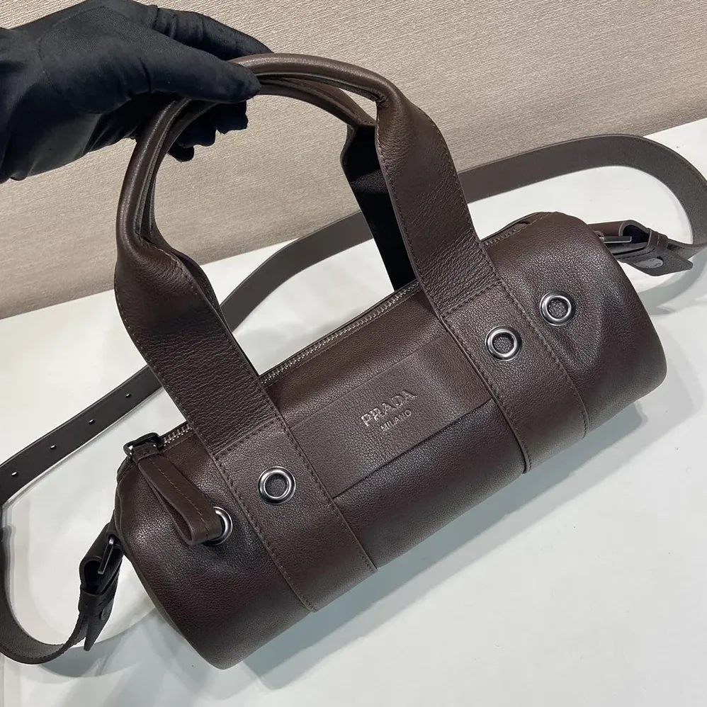Prada Route Large Leather Top-Handle Bag for Women in Cocoa Brown Prada Route Large Leather Top-Handle Bag for Women in Cocoa Brown