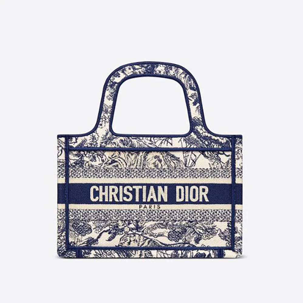 Dior Mini Dior Book Tote Blue Toile de Jouy Embroidery for Women Dior Mini Dior Book Tote Blue Toile de Jouy Embroidery for Women