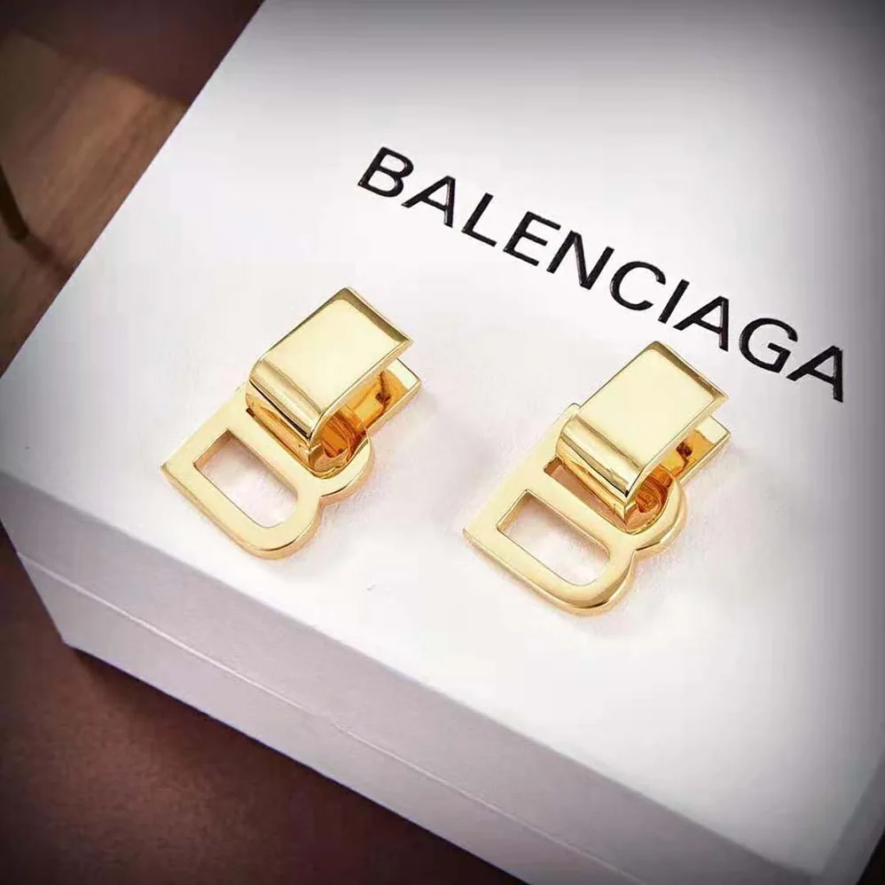 Balenciaga Hourglass Earrings in Gold Brass for Women