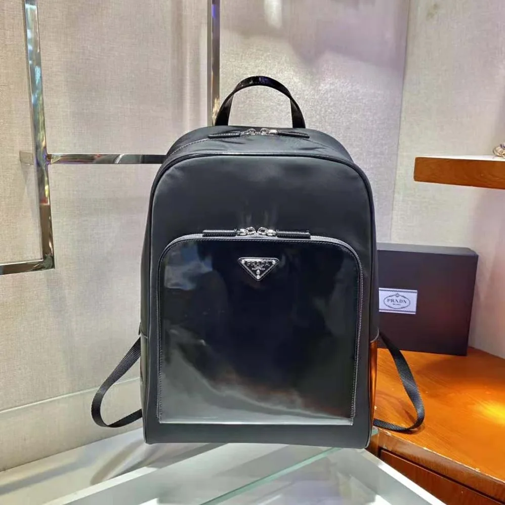 Prada Re-Nylon and Leather Backpack for Men in Black