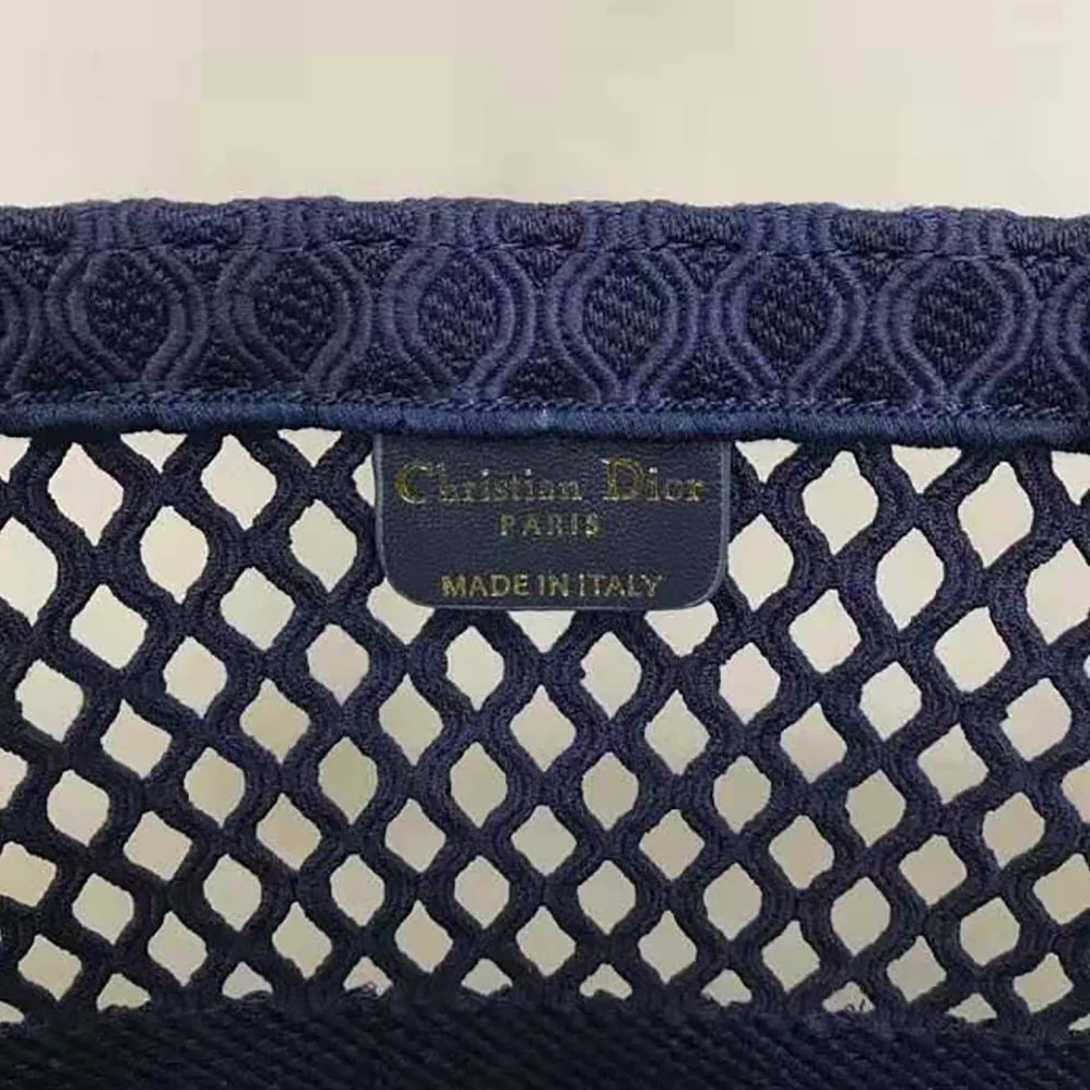 Dior Small Dior Book Tote Blue Mesh Embroidery for Women