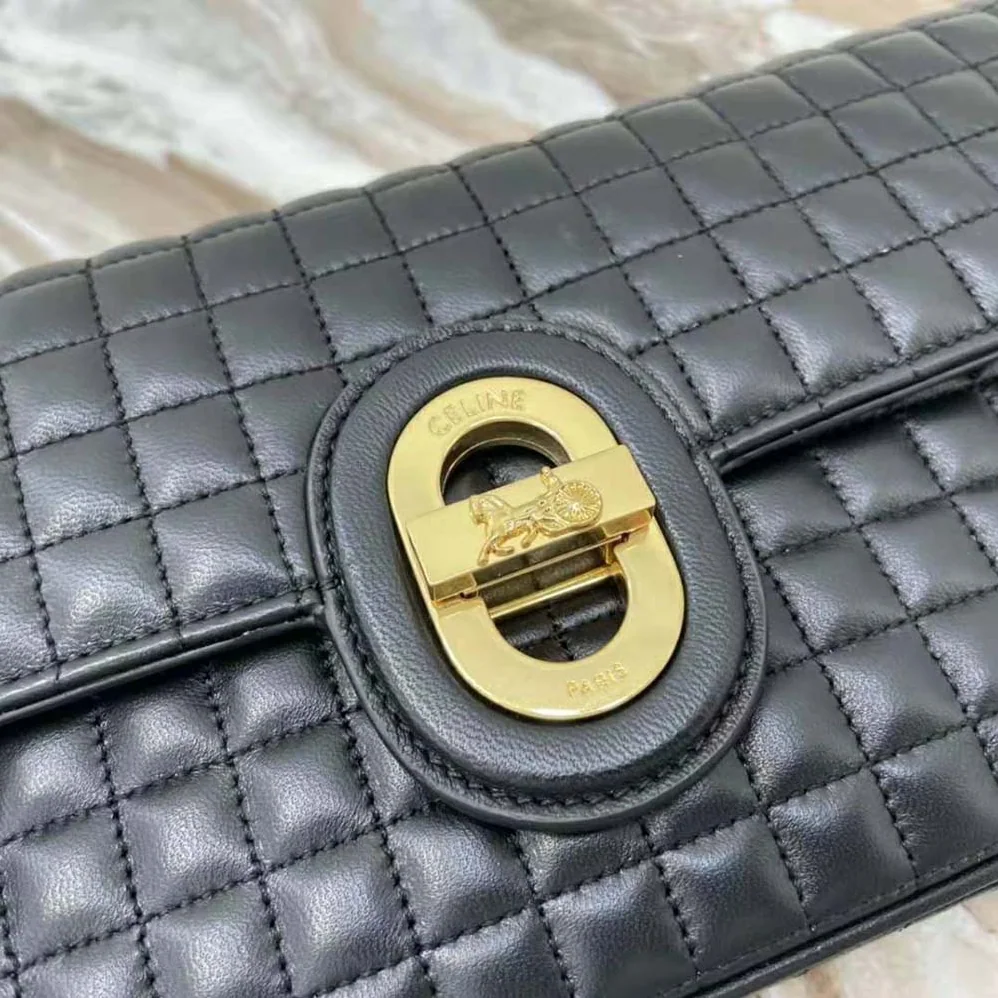 Celine Medium Chain Sulky Bag in Quilted Lambskin for Women in Black