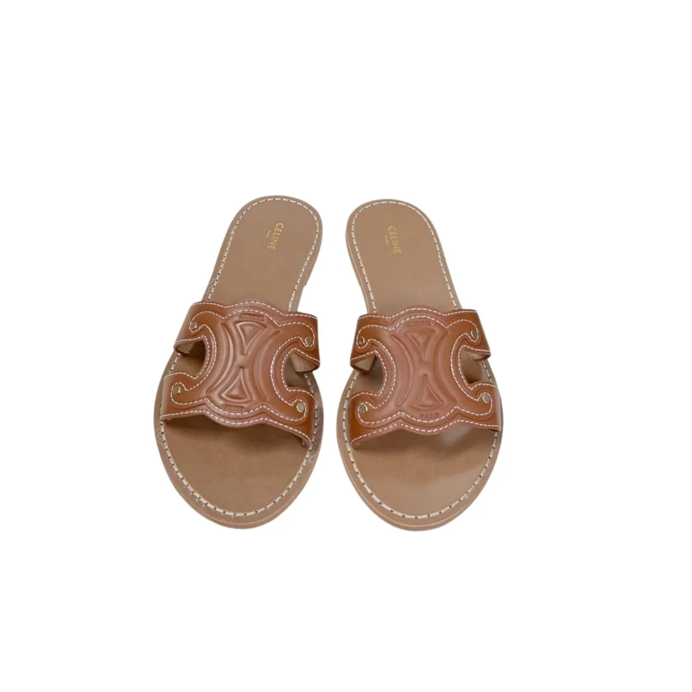 Celine Triomphe Mule Brown .04LU Celine Triomphe Mule Brown .04LU