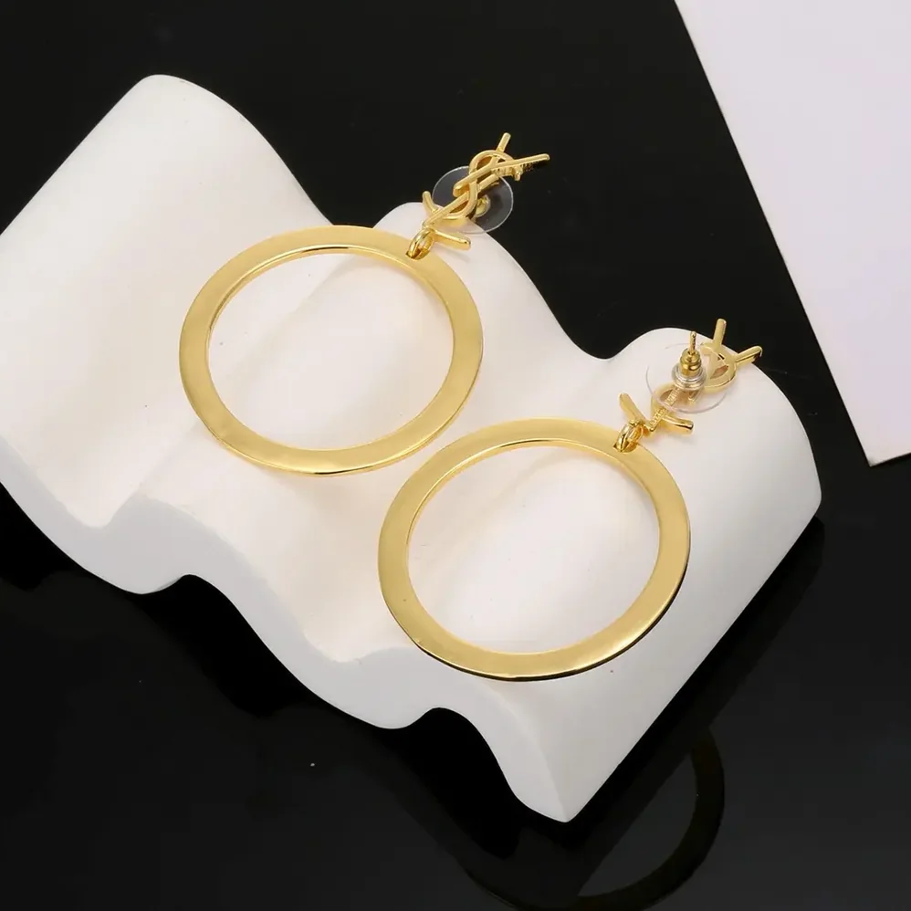 Saint Laurent YSL Cassandre Pendant Hoop Earrings in Metal for Women Saint Laurent YSL Cassandre Pendant Hoop Earrings in Metal for Women