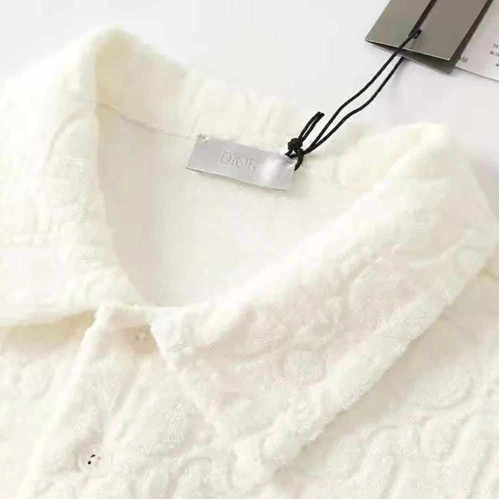 Dior Oversized Dior Oblique Polo Shirt White Terry Cotton Jacquard for Men