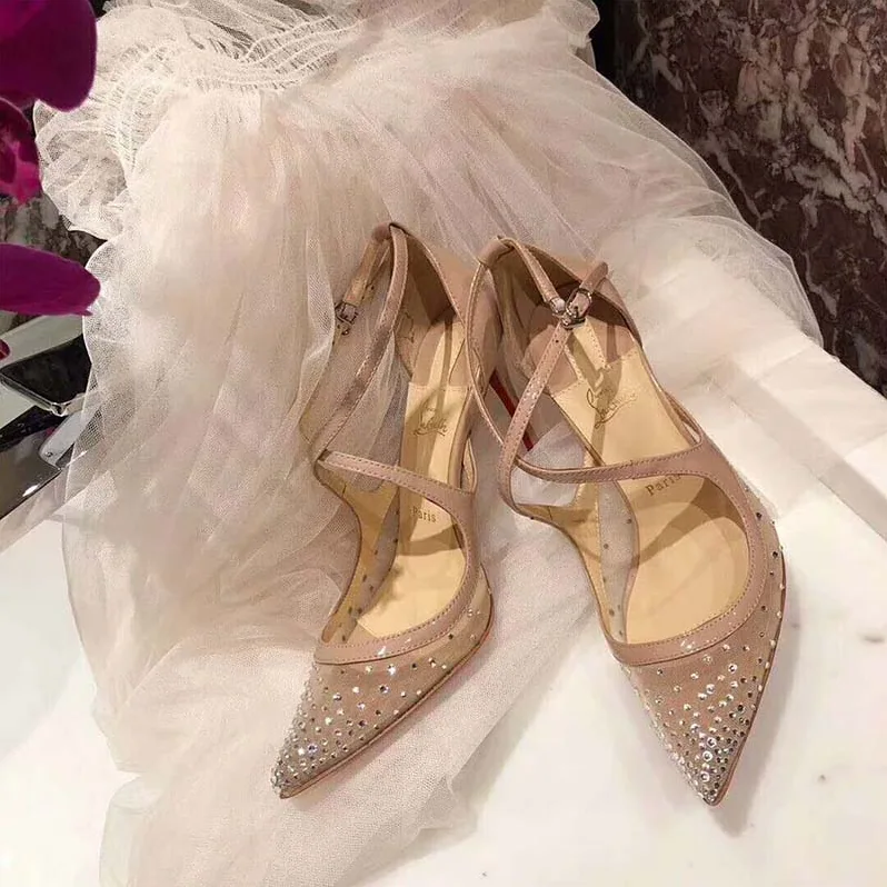 Christian Louboutin Shoes Twistissima Strass 85mm Heel for Women in Pink Christian Louboutin Shoes Twistissima Strass 85mm Heel for Women in Pink