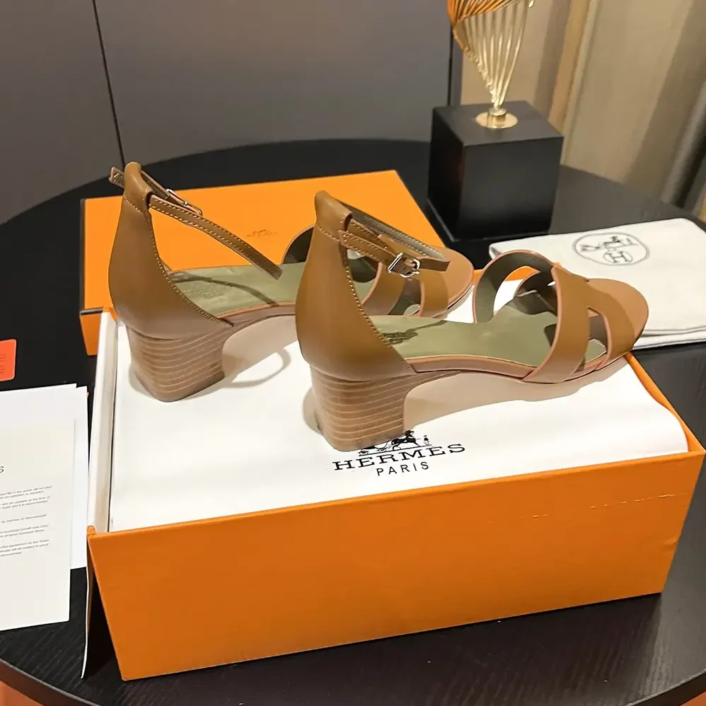 Hermes Encens 50 Sandal-Brown H221121Z for Women