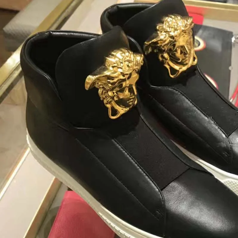 Versace Shoes Palazzo High-Top Sneakers for Men in Black