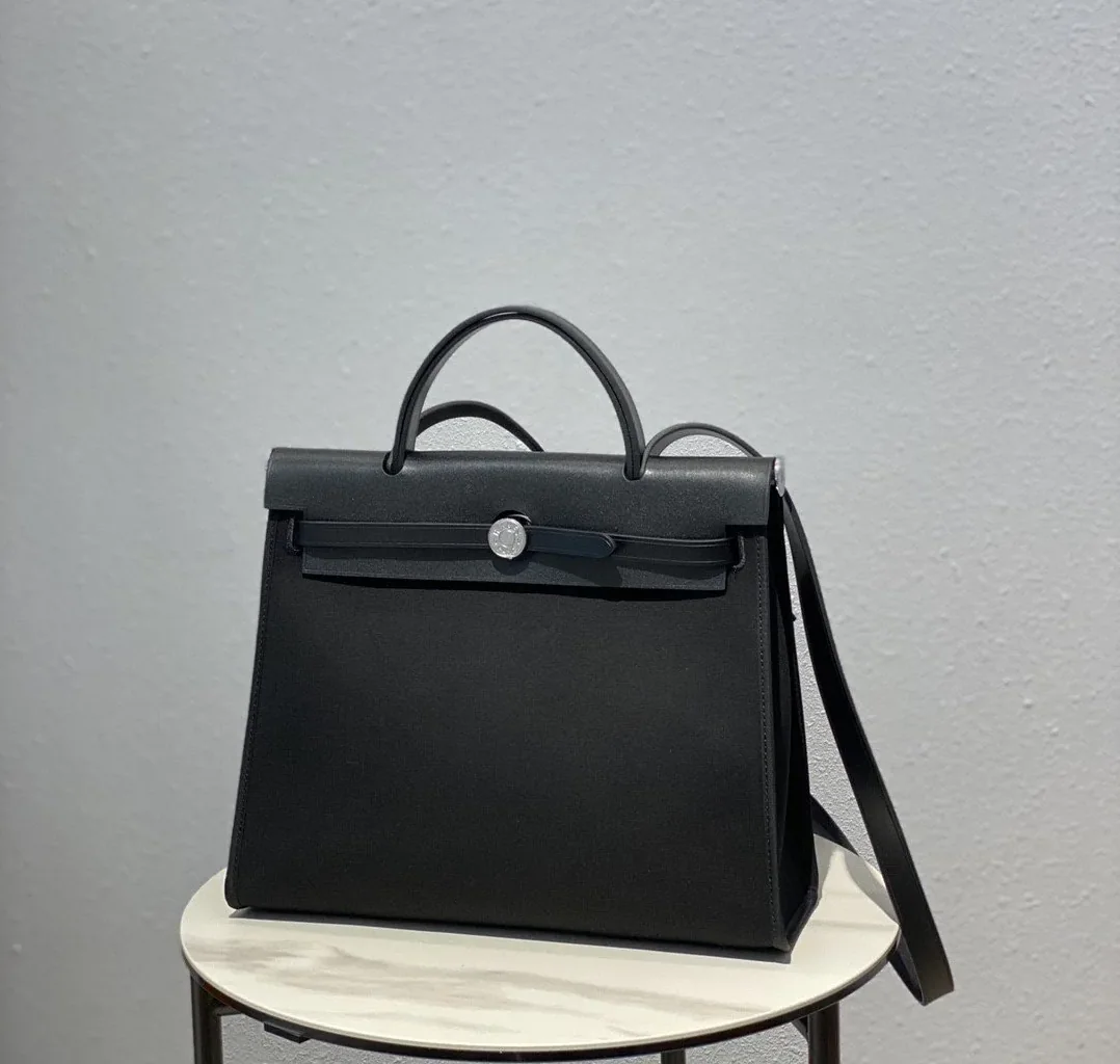 Hermes Herbag Zip Bag Black, Silver Toned Hardware Bag Hermes Herbag Zip Bag Black, Silver Toned Hardware Bag