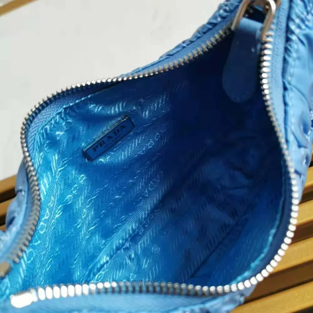Prada Nylon and Saffiano Leather Mmini Bag for Women in Blue Prada Nylon and Saffiano Leather Mmini Bag for Women in Blue