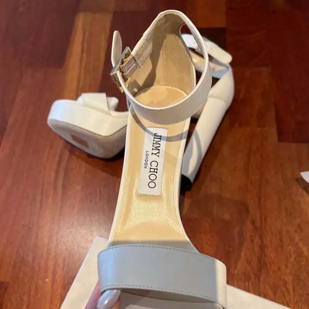 Jimmy Choo Isra 120 Leather Platform Sandals for Women in White