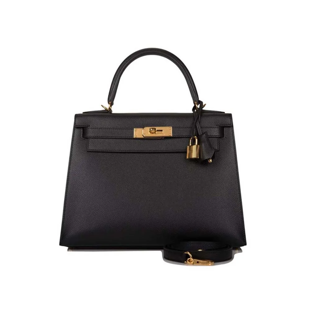 Hermes Kelly Bag 28 Epsom Leather for Women in Black Hermes Kelly Bag 28 Epsom Leather for Women in Black