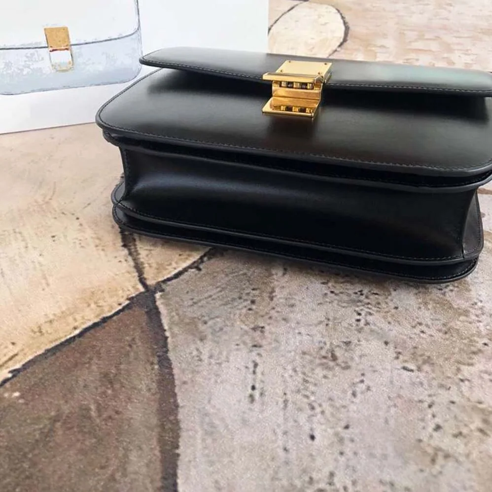 Celine Small Classic Bag in Box Calfskin Leather for Women in Black