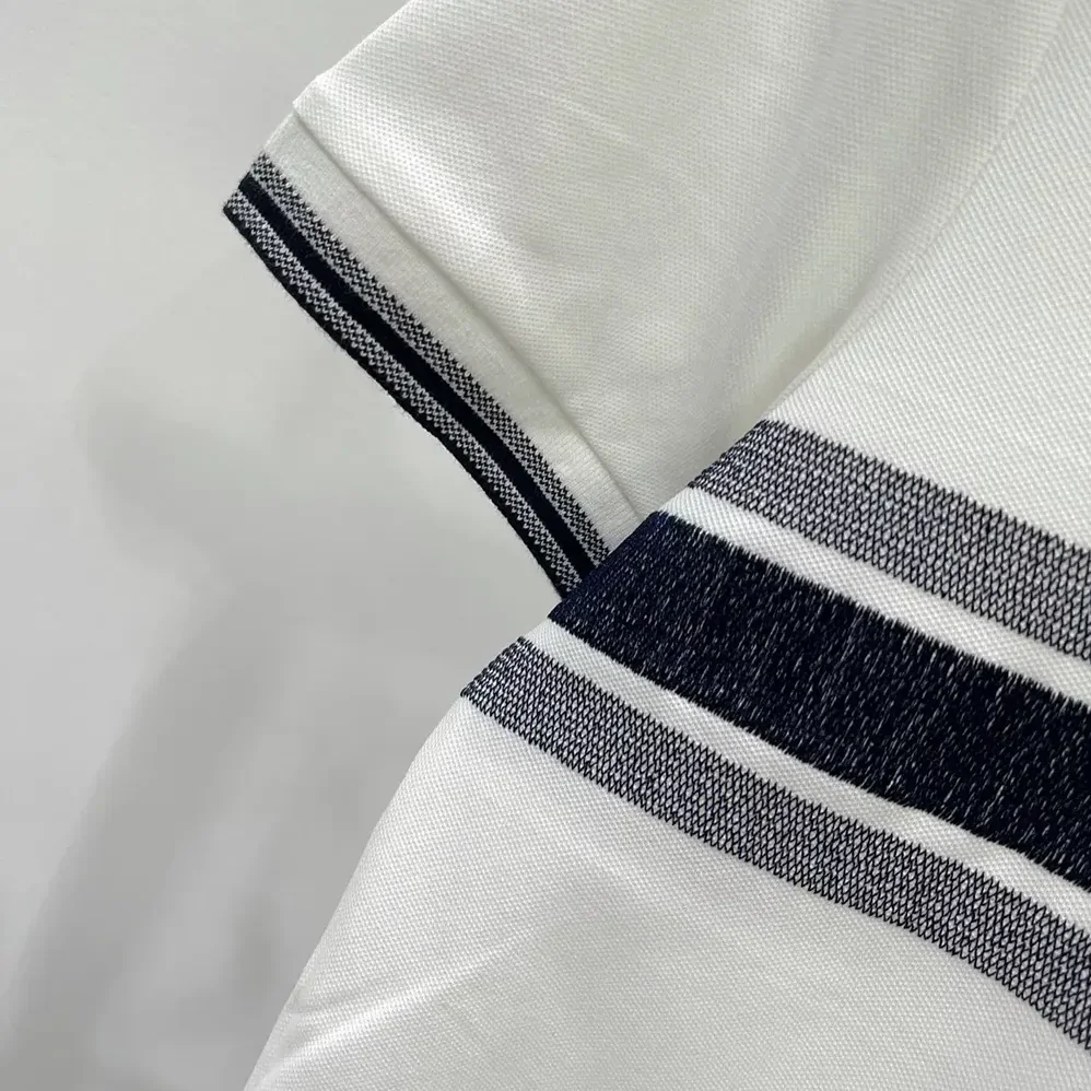 Dior Polo Shirt White and Navy Blue Cotton Jersey for Women