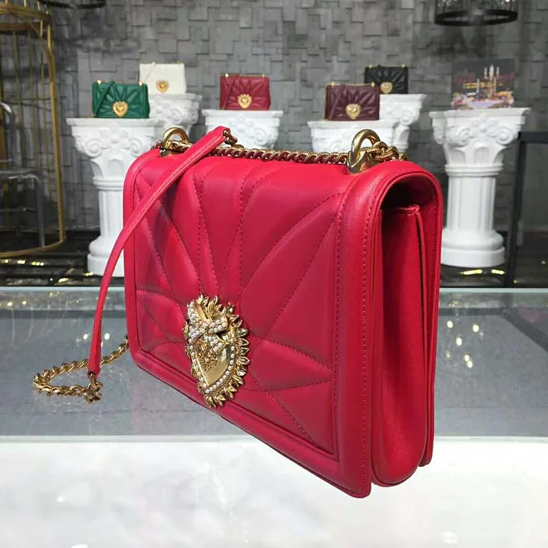 Dolce Gabbana D&G Medium Devotion Bag Quilted Nappa Leather for Women in Red
