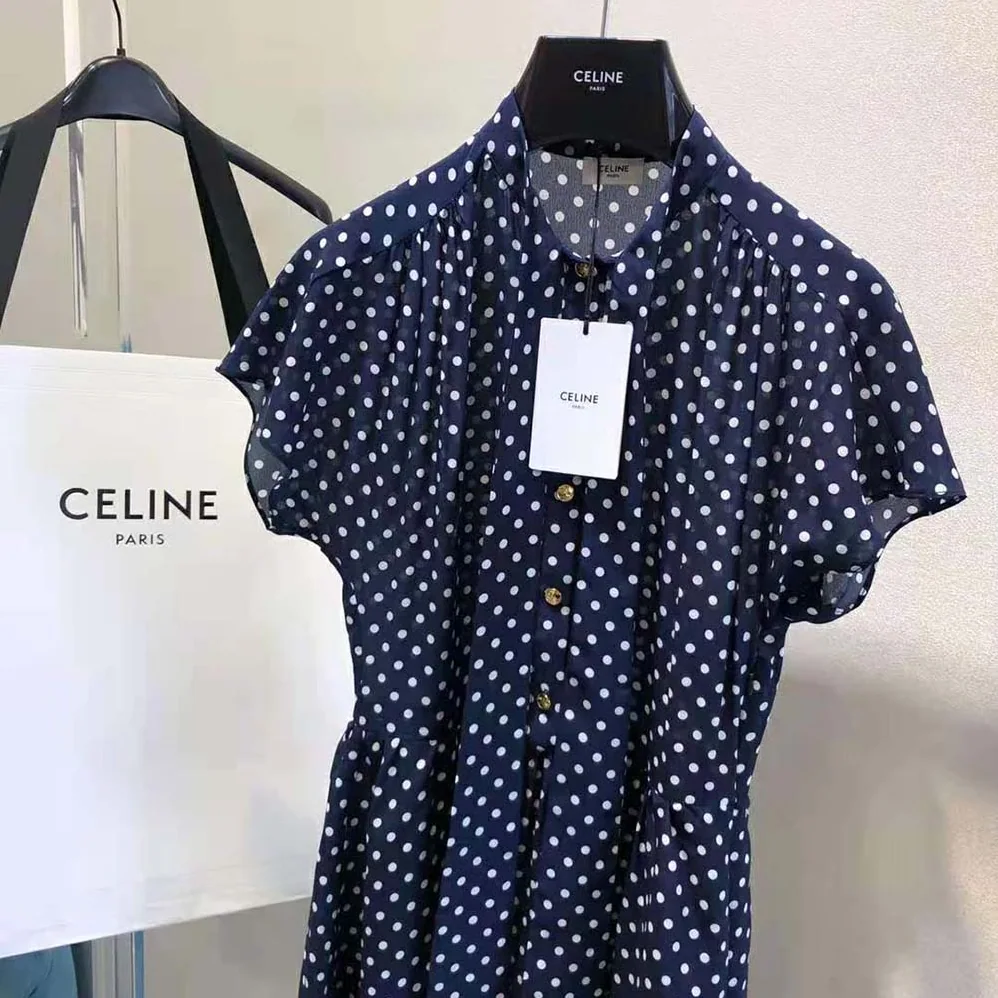 Celine Lavalliere Dress in Crepe DE Chine for Women in Navy Celine Lavalliere Dress in Crepe DE Chine for Women in Navy
