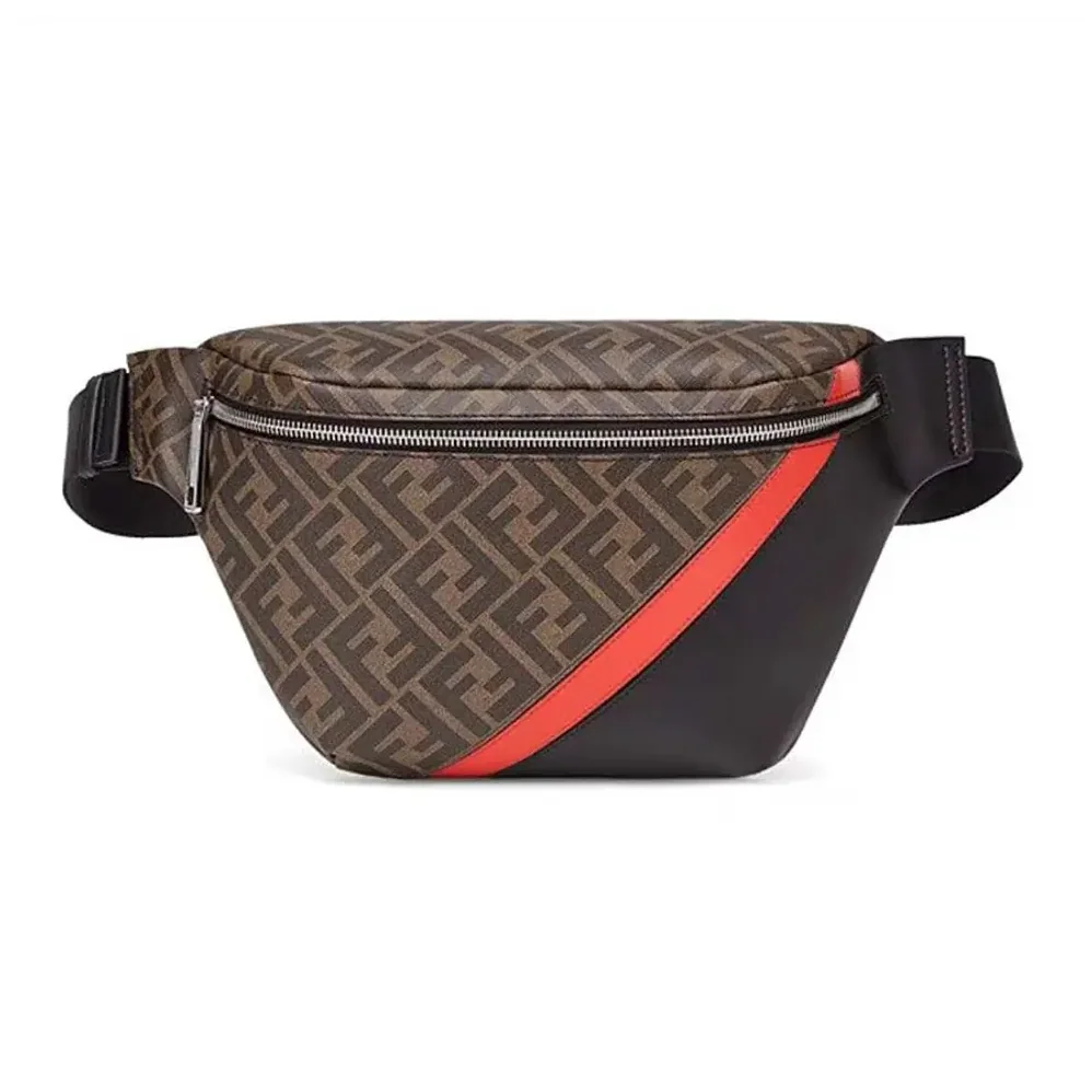 Fendi Diagonal Belt Bag Gray Fabric Belt Bag for Men in Red Fendi Diagonal Belt Bag Gray Fabric Belt Bag for Men in Red