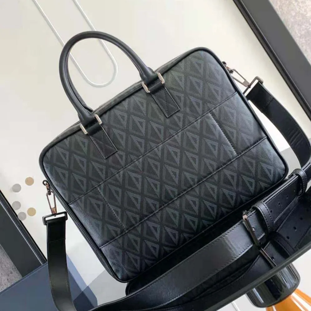 Dior Hit the Road Briefcase Black CD Diamond Canvas and Smooth Calfskin for Men Dior Hit the Road Briefcase Black CD Diamond Canvas and Smooth Calfskin for Men