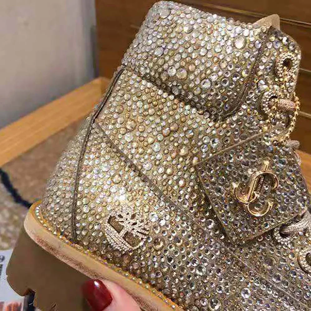 Jimmy Choo JC X Timberland/f Golden Mix Shimmer Suede Boots with Crystal Hotfix for Women Jimmy Choo JC X Timberland/f Golden Mix Shimmer Suede Boots with Crystal Hotfix for Women