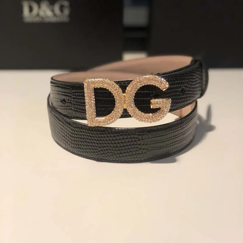 Dolce Gabbana D&G Belt in Iguana Print Calfskin for Women Dolce Gabbana D&G Belt in Iguana Print Calfskin for Women