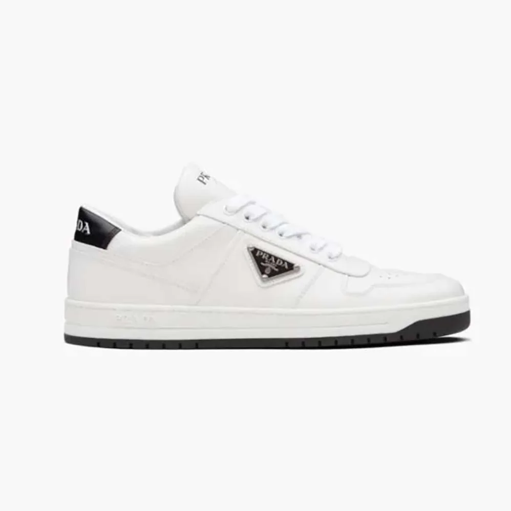 Prada Downtown Perforated Leather Sneakers for Women in White