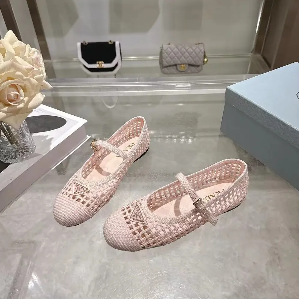 Prada Crochet Ballerinas for Women in Orchid Pink