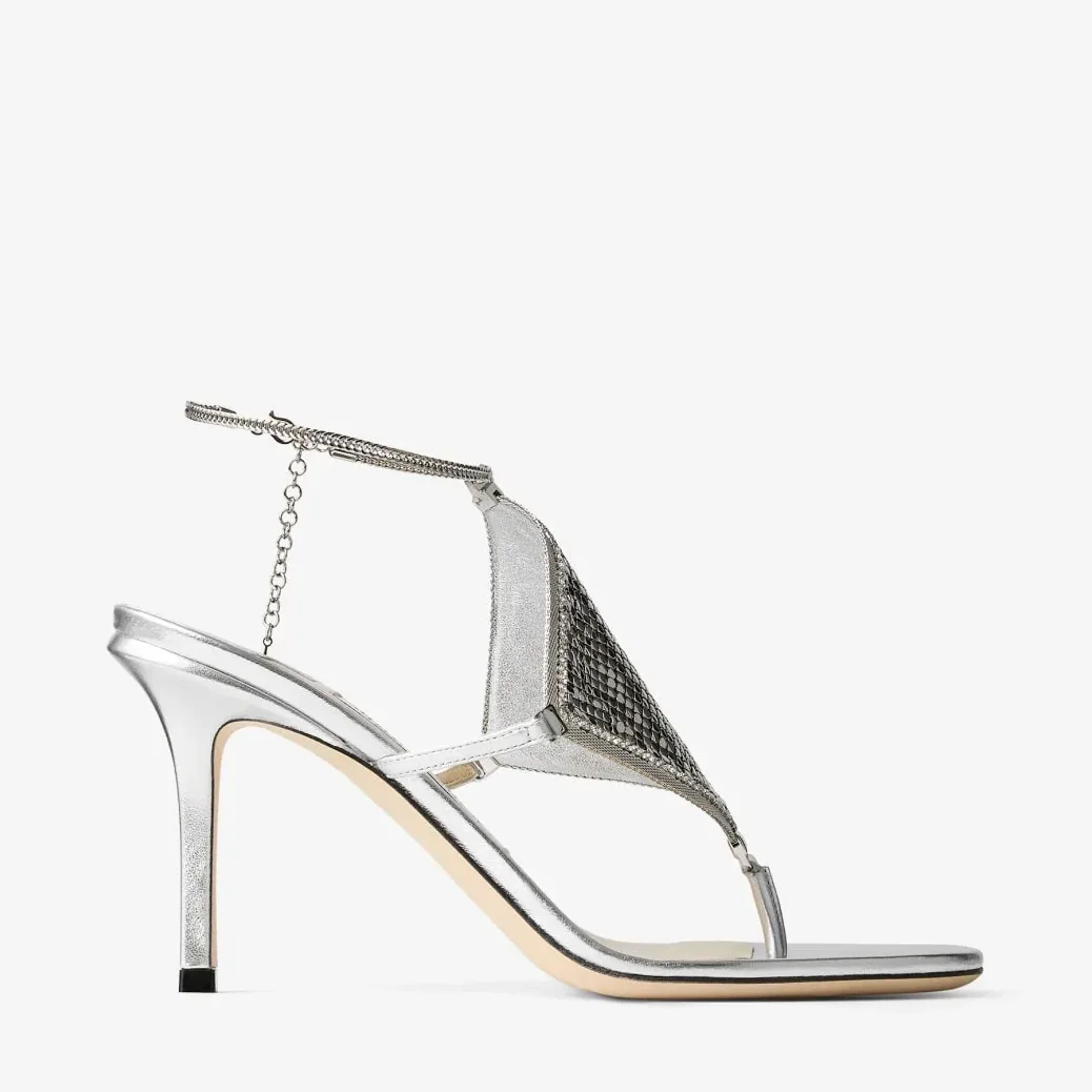 Jimmy Choo Metal Mesh Thong 85 Silver 2000THEMETALMESHMNA Jimmy Choo Metal Mesh Thong 85 Silver 2000THEMETALMESHMNA