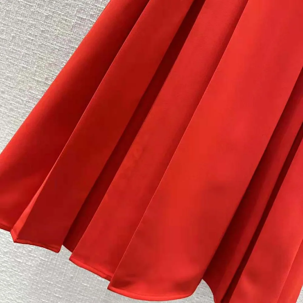 Dior Mid-Length Dress Red Wool and Silk Shantung for Women Dior Mid-Length Dress Red Wool and Silk Shantung for Women