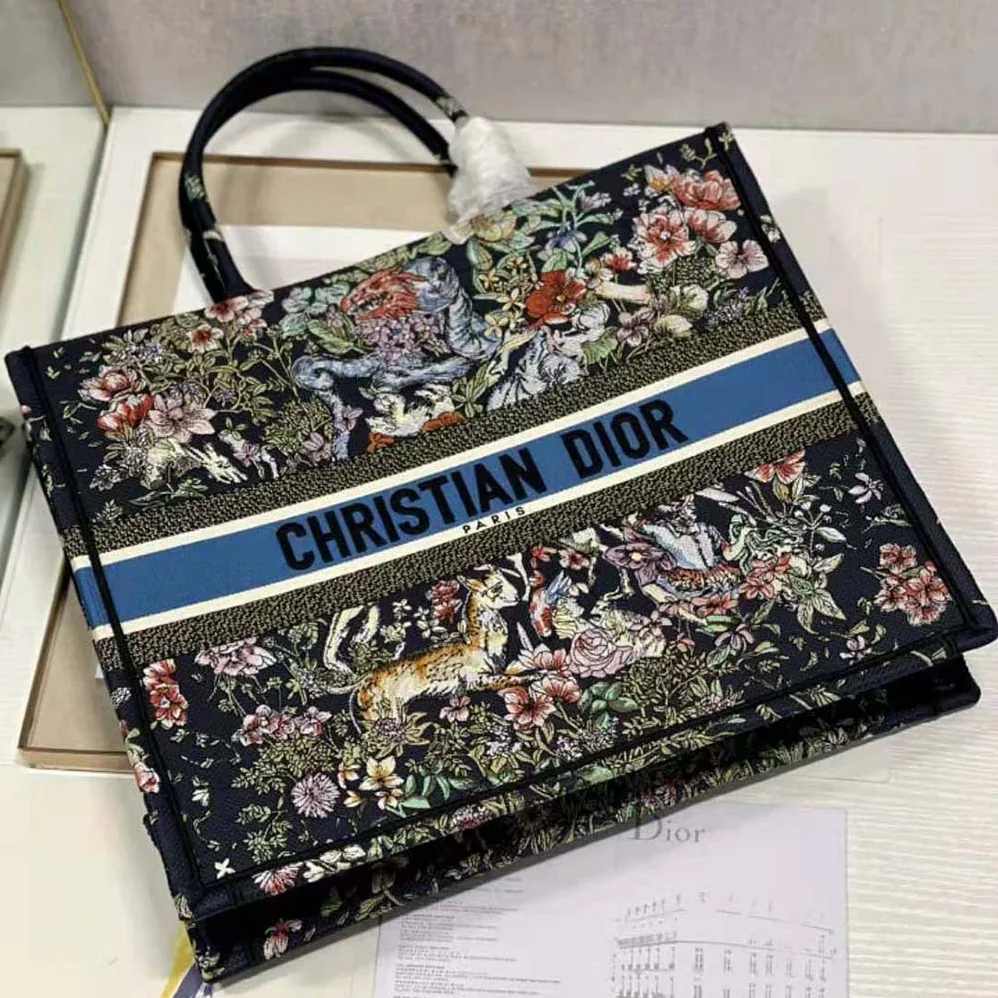 Dior Large Dior Book Tote Blue Multicolor D for Women in Constellation Embroidery