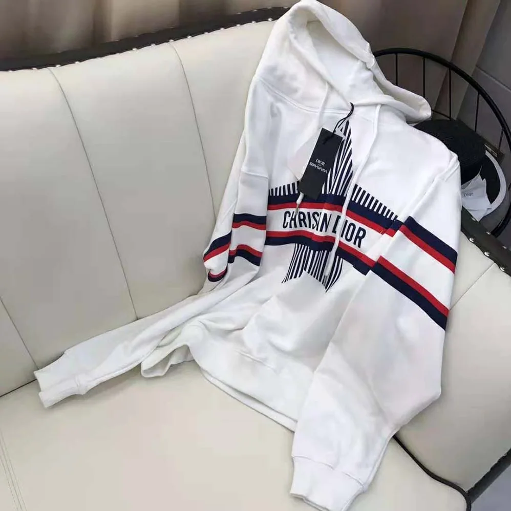 Dior Dioralps Hooded Sweatshirt White Three-Tone Dior Star Cotton Jersey for Women Dior Dioralps Hooded Sweatshirt White Three-Tone Dior Star Cotton Jersey for Women