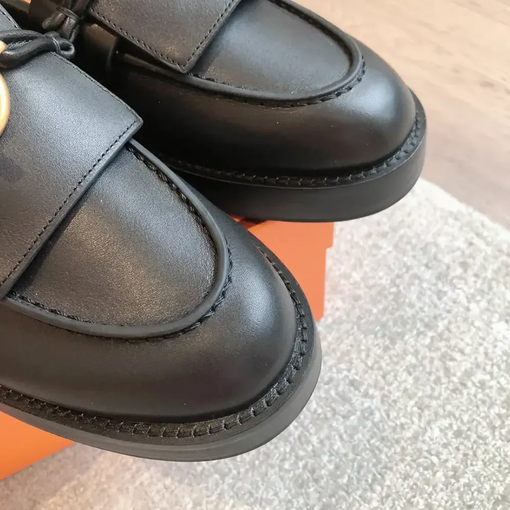 Hermes Impact Loafer in Calfskin Leather-Black 241143Z for Women Hermes Impact Loafer in Calfskin Leather-Black 241143Z for Women