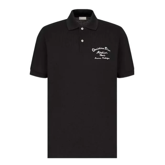 Dior Logo-embroidered Cotton Polo shirt for Men in Black Dior Logo-embroidered Cotton Polo shirt for Men in Black