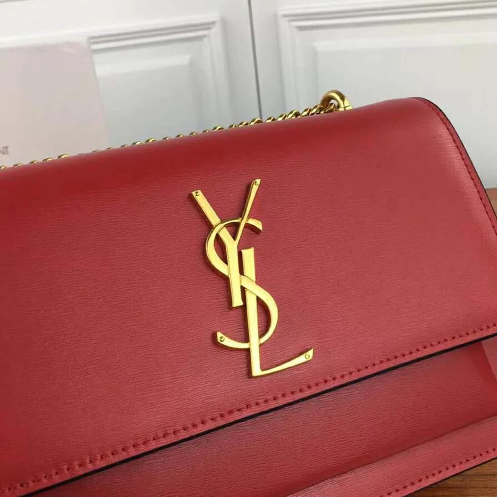 Saint Laurent YSL Sunset Medium in Smooth Leather for Women in Red