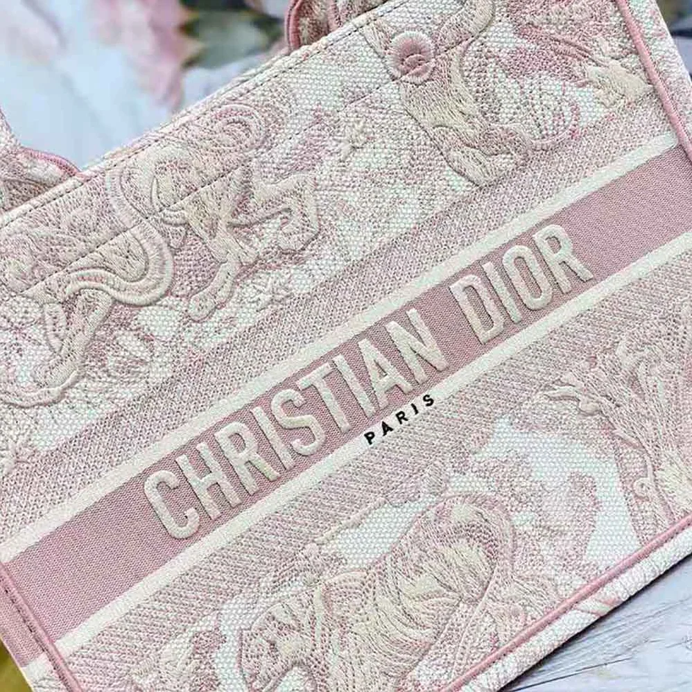 Dior Small Dior Book Tote Toile de Jouy Embroidery for Women in Pink