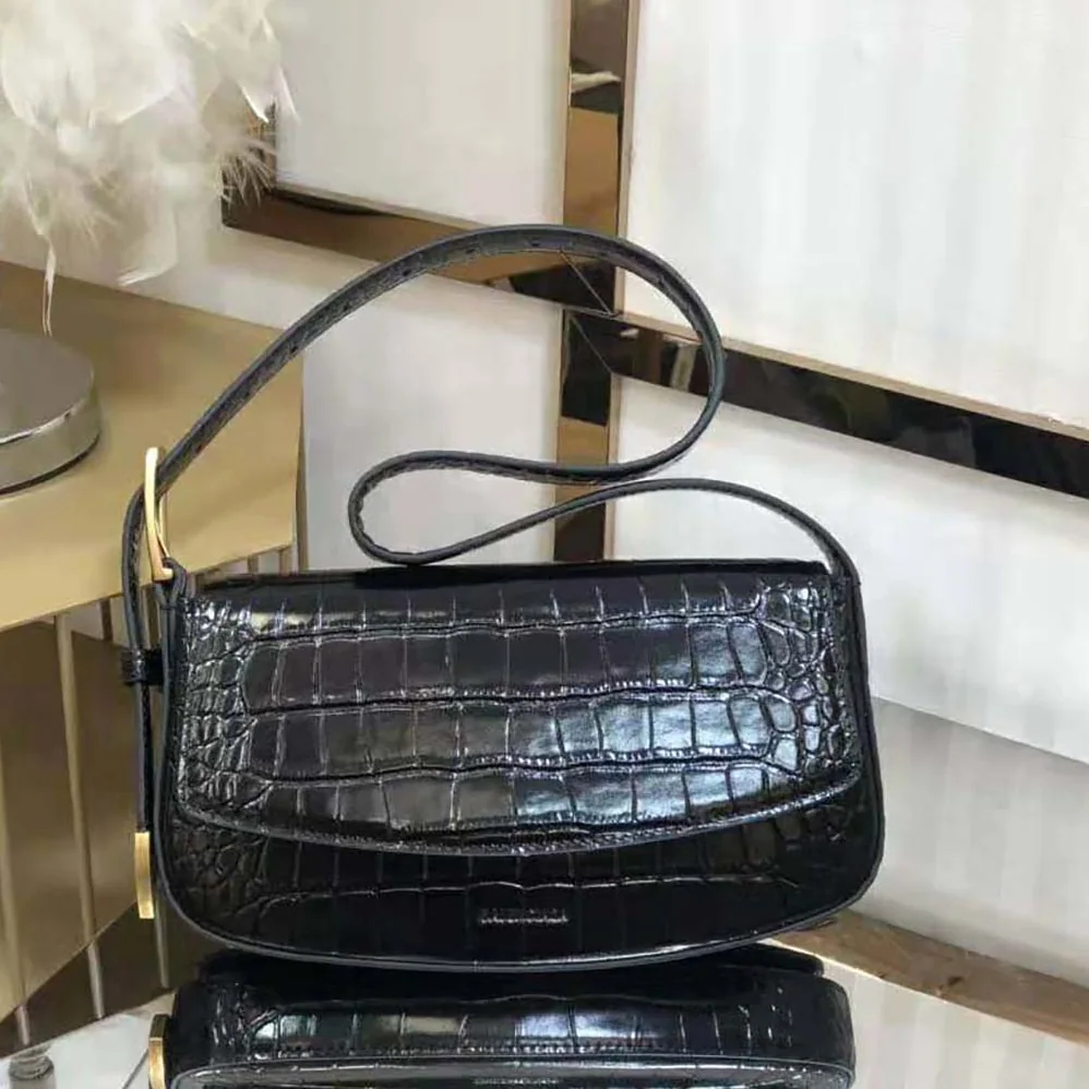 Balenciaga Ghost Sling Bag in Black Crocodile Embossed Calfskin for Women Balenciaga Ghost Sling Bag in Black Crocodile Embossed Calfskin for Women