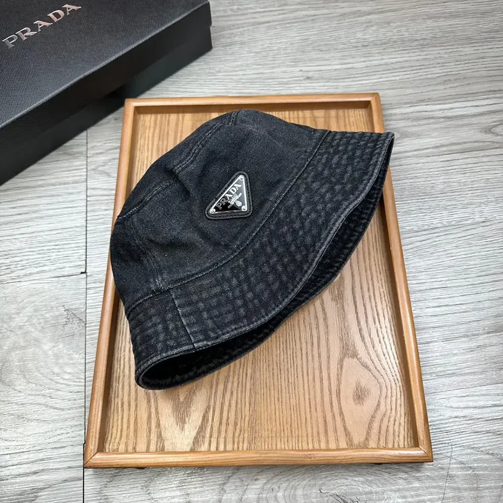 Prada Denim Bucket Hat for Unisex in Black