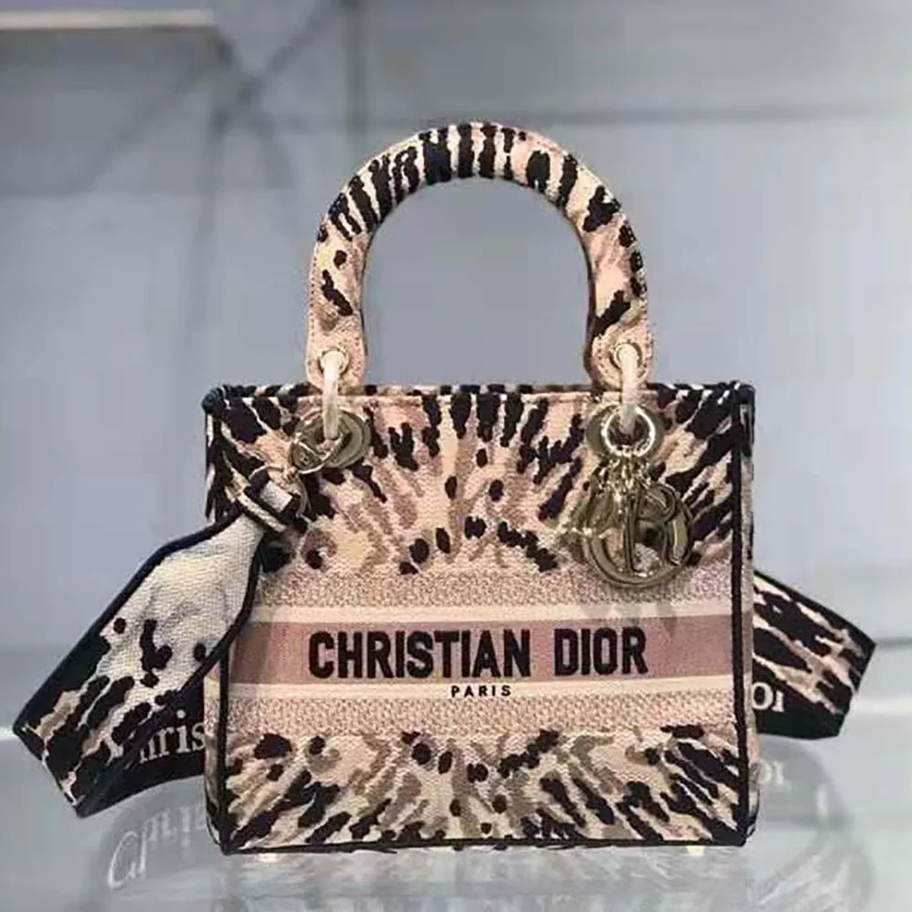 Dior Medium Lady D-Lite Bag Multicolor Tie & Dior Embroidery for Women